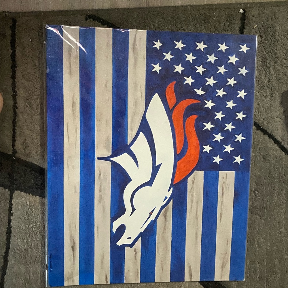 Dynamic Blue and Orange Wall Art with Stars